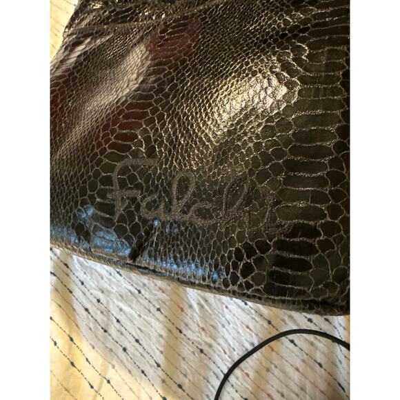 Falchi New York Faux Snake Skin Drawstring Backpack Black